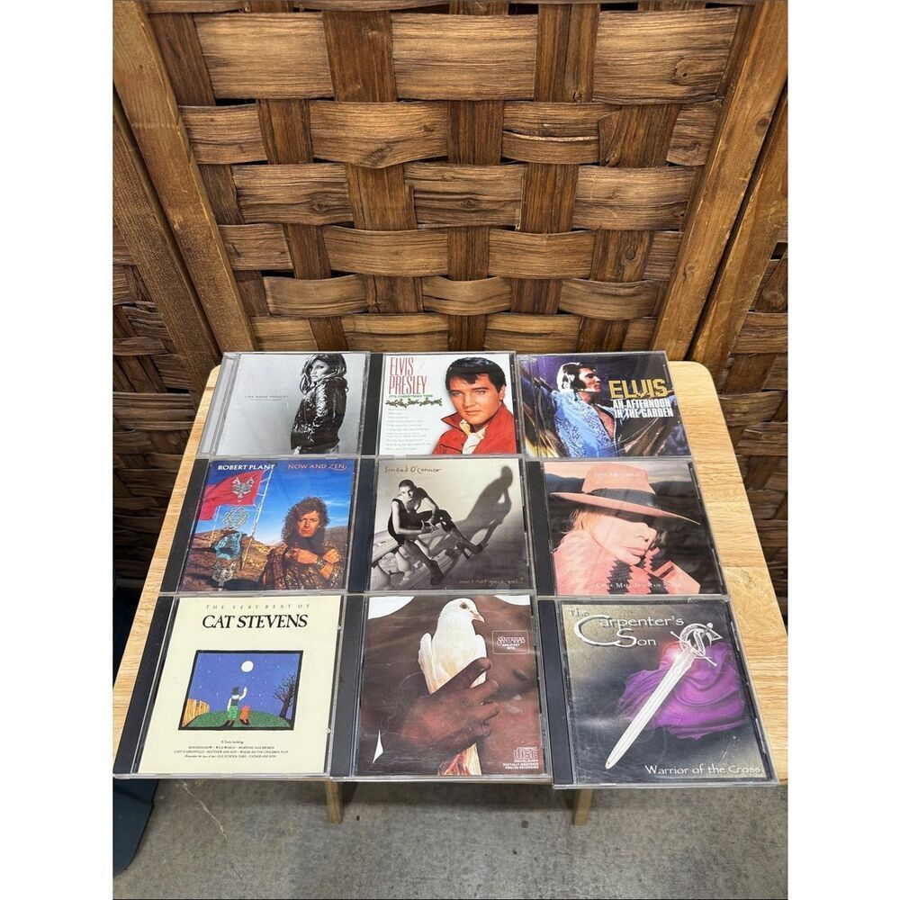 Lot of 9 Vintage Music CD Albums - Mixed Artists - Brown/Tan Accents